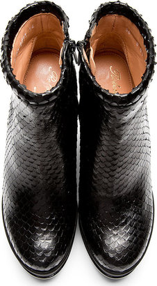 Robert Clergerie Old Robert Clergerie Black Snakeskin Wedge Sarlah Ankle Boots