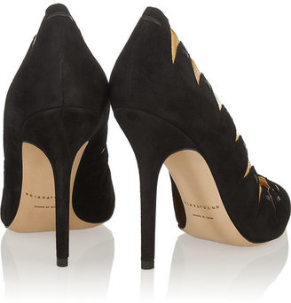 Brian Atwood Metallic leather and felt pumps