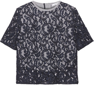 Carven Lace and gingham cotton top