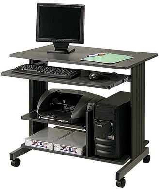 Buddy Products 31 in. H x 36 in. W x 22 in. D Euroflex Mini Tower Computer Desk in Charcoal and Silver