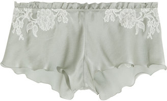 Carine Gilson Lace-trimmed silk-satin shorts