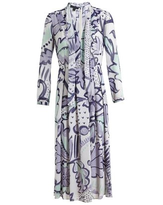 Burberry Floral Print Layered Silk Dress