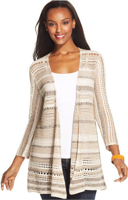 Style&Co. Marled Pointelle-Knit Cardigan