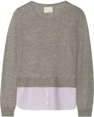 Band Of Outsiders Poplin-trimmed silk-blend sweater