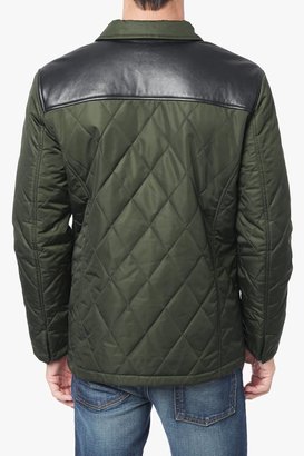 7 For All Mankind Mix Media Quilted Jacket In Dark Green