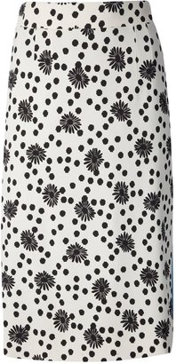 Ungaro floral dotted print pencil skirt