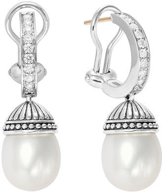 Lagos Luna Pearl & Diamond Drop Earrings