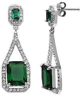 JCPenney Alexandra Gem Simulated Emerald & Crystal Octagon Drop Earrings
