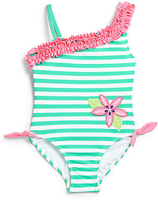 Hartstrings Toddler's & Little Girl's Striped One-Shoulder Swimsuit