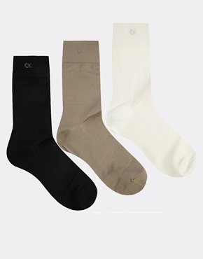 Calvin Klein Classic Set Of 3 Ankle Socks - Taupe ecru black