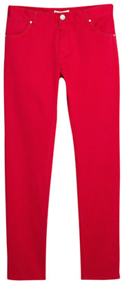 MANGO Slim-Fit Cotton Trousers, Bright Red
