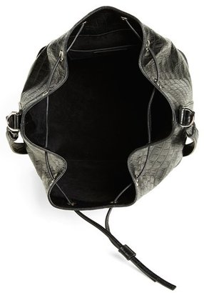 Saint Laurent 'Medium Seau' Croc Embossed Leather Bucket Bag