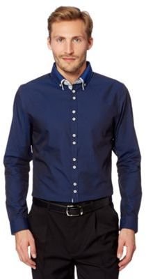 Thomas Nash Big and tall navy plain double collar shirt