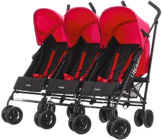 O Baby Obaby Mercury Triple Stoller - Black and Red