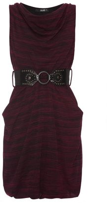 Quiz Wine Cowl Neck Knitted Long Belt Top