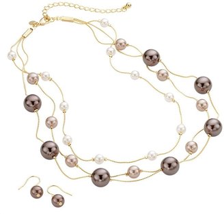 Croft & Barrow® Gold Tone Simulated Pearl Multistrand Necklace & Drop Earring Set
