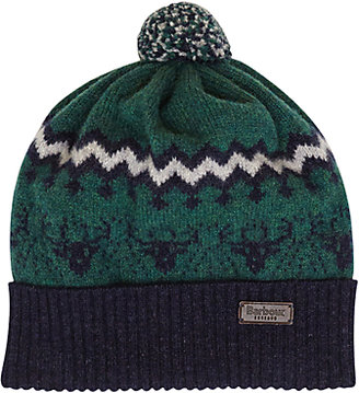 Barbour Boy's Contrast Wool Bobble Hat, Green/Navy