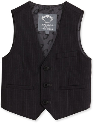 Appaman Boys' Pinstripe 3-Button Vest, Black, 2T-14