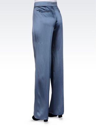 Giorgio Armani Wide Leg Pants In Micro Stripe Satin