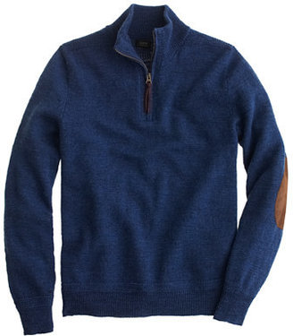 J.Crew Tall rustic merino elbow-patch half-zip sweater