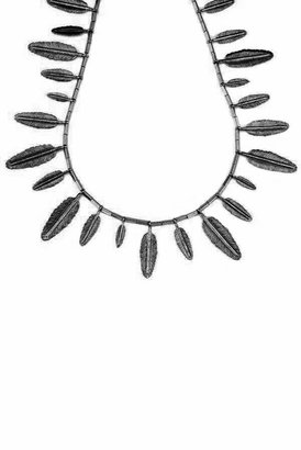 House Of Harlow Gunmetal Feather Necklace