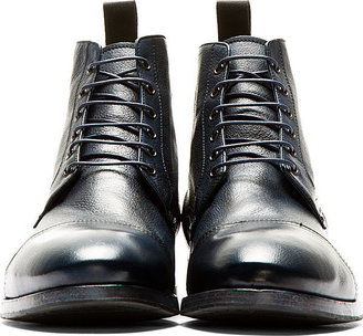 Paul Smith Navy Leather Cesar Boots