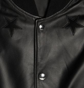 Givenchy Leather Embroided Star Baseball Jacket