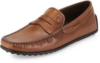 Tod's Leather Penny Driver Slip-On, Brown