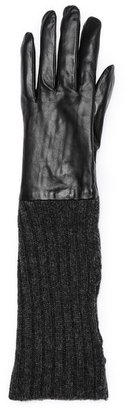 Carolina Amato Convertible Leather & Knit Gloves