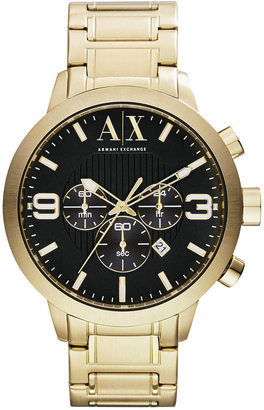 Armani Exchange A|X Men's Chronograph Gold-Tone Stainless Steel Bracelet Watch 49mm AX1357