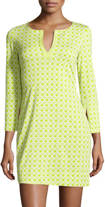 Diane von Furstenberg New Reina Two Printed Dress, Caning Small Lime