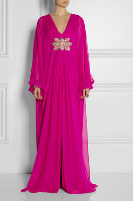 Marchesa Embellished silk-chiffon gown