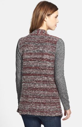 Lucky Brand Mixed Knit Drape Front Cardigan