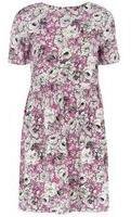 Dorothy Perkins Womens Pink Floral Fit and Flare Smock Dress- Pink