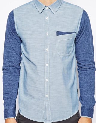Izzue Chambray Shirt With Jersey Sleeves