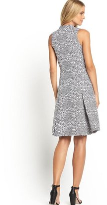 Definitions Jacquard Animal Zip Front Dress