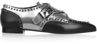 Sergio Rossi Monk-strap mirrored-leather brogues