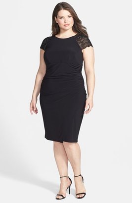 Betsy & Adam Embellished Cap Sleeve Cocktail Dress (Plus Size)