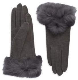 Carolina Amato Rabbit Fur Trim Gloves