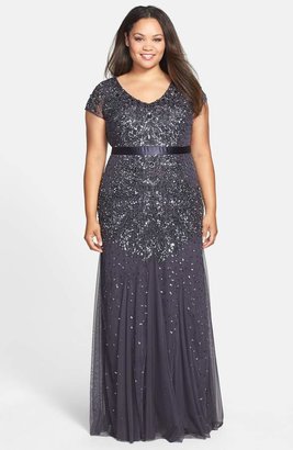 Adrianna Papell Beaded V-Neck Gown