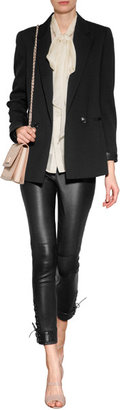 Ralph Lauren Black Label Stretch Leather Leggings with Laced Ankle