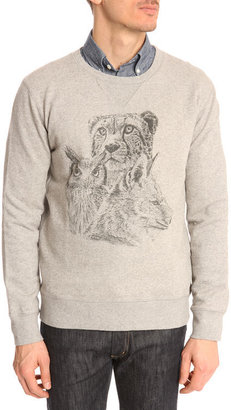 Hartford Animal-print grey marl sweater
