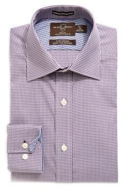 Black Brown 1826 Fitted Textured Button-Down Dress Shirt