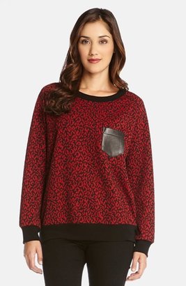 Karen Kane Leather Pocket Cheetah Jacquard Sweater