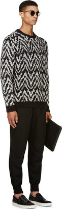 Kris Van Assche Krisvanassche Black & White Chevron Textured Sweater