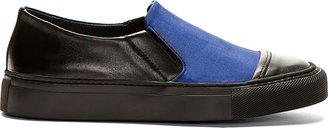 Damir Doma Blue Canvas & Leather Slip-On Shoes