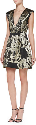 Alice + Olivia Pacey Metallic Jacquard Structured Dress