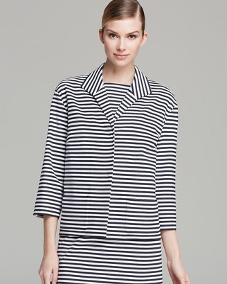 Lafayette 148 New York Striped Wing Collar Topper Jacket