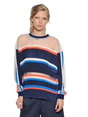 Emma Cook Silk Tulle & Crepe Striped Top