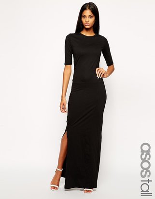 ASOS Tall TALL Exclusive Short Sleeve Maxi With Side Split - Black